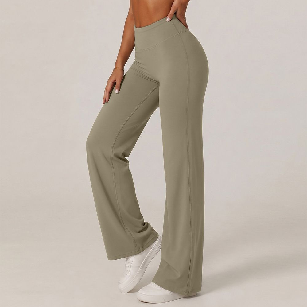 Women High Waist Flare Yoga Pants Soft Stretchy Breathable Slim Fit Workout Running Casual Daily Wear Trousers
