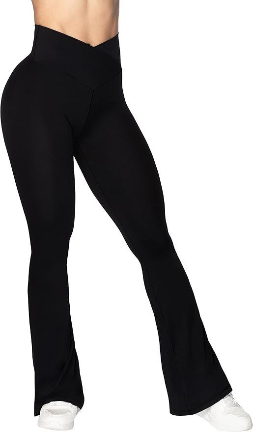 Sunzel Flare Leggings Crossover Yoga Pants with Tummy Control High Waisted Wide Leg