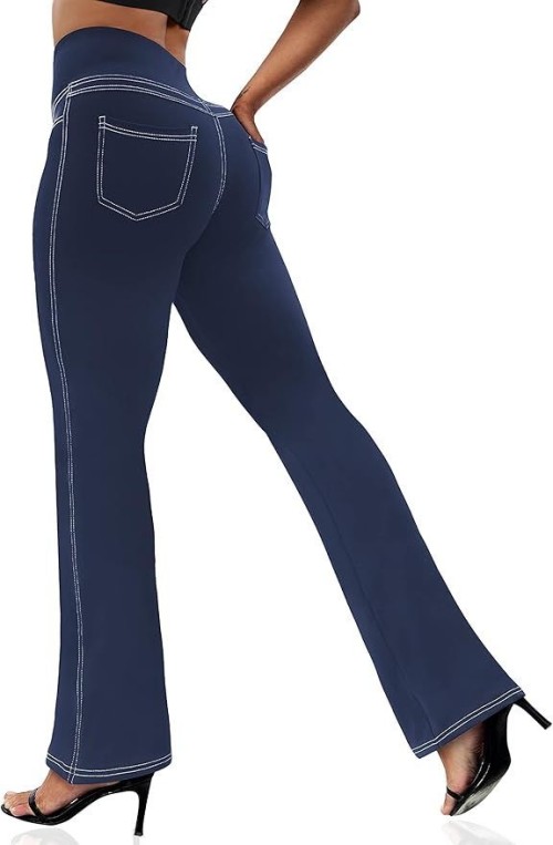 VOOVEEYA Womens Bootcut Yoga Pants Flare Leggings with 4 Pockets High Waist Tummy Control