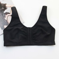Women Front Hook Closure Wire Free Cotton Comfort Bra U Neck Wide Shoulder Straps Post Surgery Everyday Sleep Sports Bra
