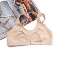 Women Front Hook Closure Wire Free Cotton Comfort Bra U Neck Wide Shoulder Straps Post Surgery Everyday Sleep Sports Bra