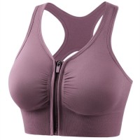 Women Front Zipper Racerback Sports Bra Breathable Back Cutout Medium Support Workout Running Yoga Fitness Bra