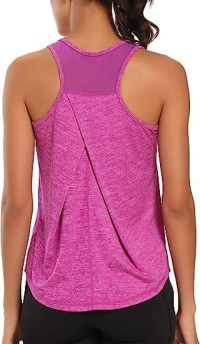 Women Open Back Racerback Tank Top Breathable Loose Sleeveless Gym Workout Running Yoga Sports Vest