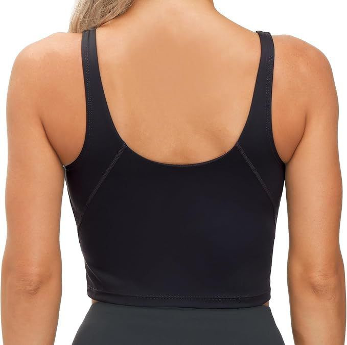 Women V Neck Sleeveless Crop Sports Tank Top Wide Straps Breathable High Stretch Yoga Fitness Workout Casual Vest