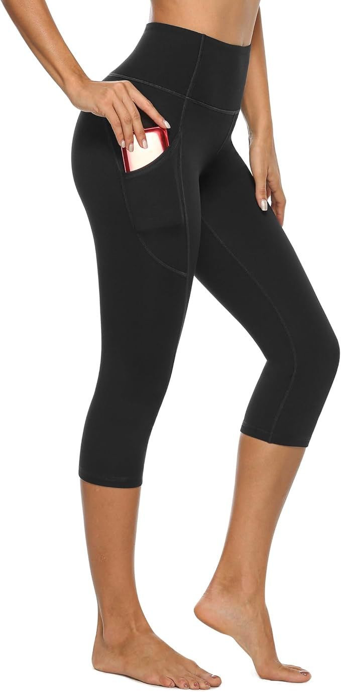 Stelle Womens 7/8 Yoga Leggings with Pockets High Waist Capri Workout Pants