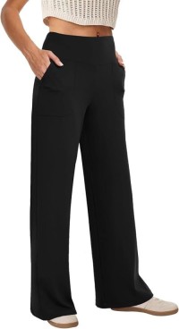 COPYLEAF Wide Leg Yoga Pants for Women High Waisted with Pockets Stretch Dress Casual Pants