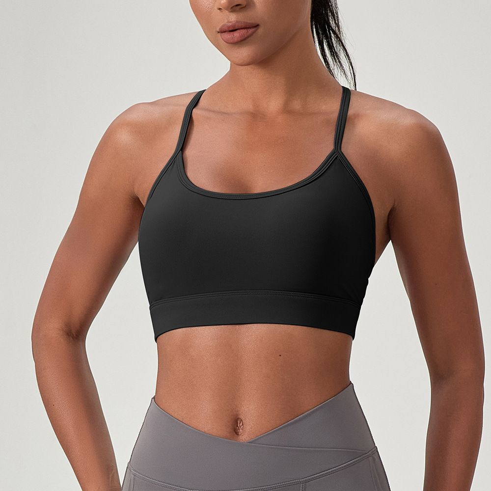 Women Thin Strap  Sports Bra Soft High Stretch Breathable Gym Running Yoga Workout Sports Bra