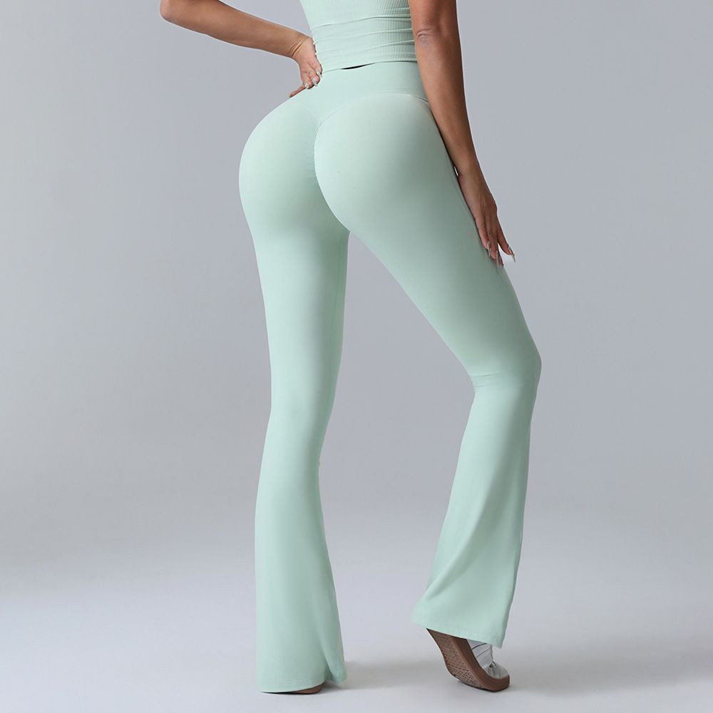 Women High Waist Flared Yoga Pants Ruched Butt Lifting Soft Stretchy Slim Fit Workout Casual Sports Trousers