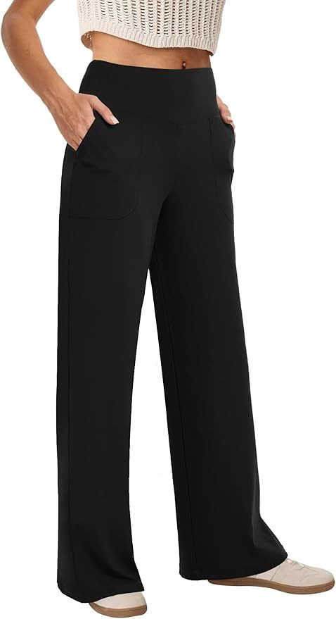 COPYLEAF Wide Leg Yoga Pants for Women High Waisted with Pockets Stretch Dress Casual Pants