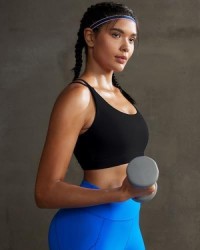 RUNNING GIRL Women Padded Sports Bra - High Impact Longline Cross Back Yoga Bra
