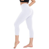 Women High Waist Capri Leggings Soft Stretchy Breathable Tummy Control Yoga Running Fitness Sports Cropped Pants