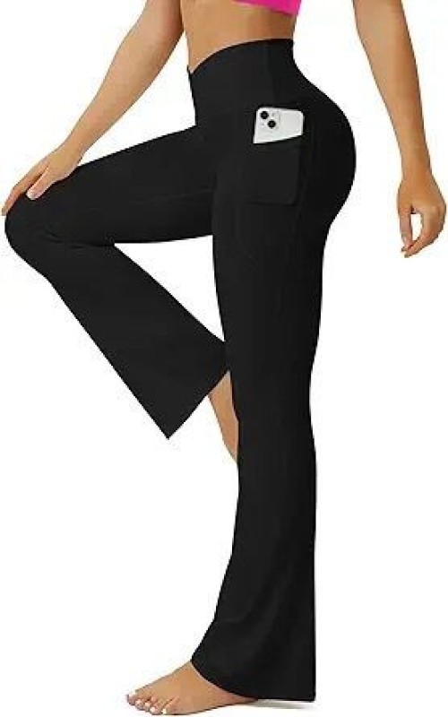 FOHOFO Womens Bootcut Yoga Leggings with Pockets Cross High Waist Flare Workout Pants