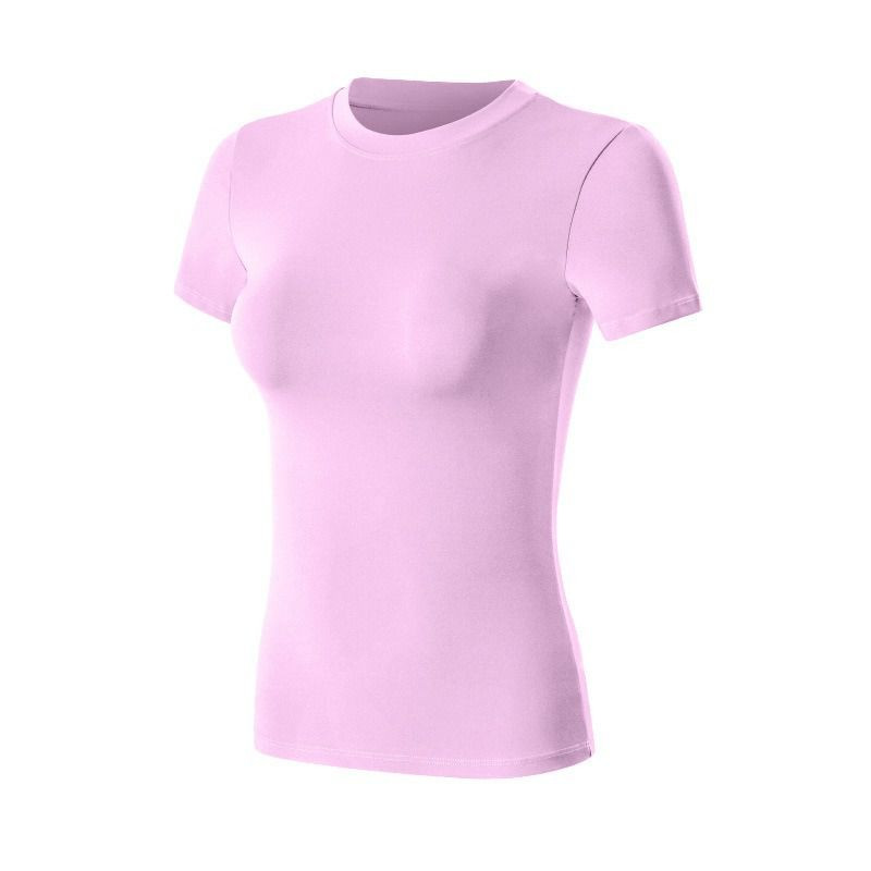Women Crew Neck Slim Fit Sports T-Shirt, High Stretch Quick Dry Breathable Athletic Top for Yoga Gym Daily Wear