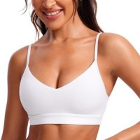 CRZ YOGA Butterluxe V-Neck Women Sports Bra - Adjustable Strap Padded Yoga Top