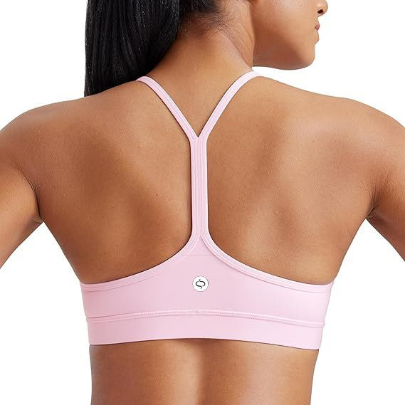 Women Thin Y-Strap Back Sports Bra Soft Breathable High Stretch Medium Support Yoga Running Fitness Workout Bra