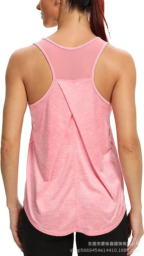 Women Open Back Racerback Tank Top Breathable Loose Sleeveless Gym Workout Running Yoga Sports Vest