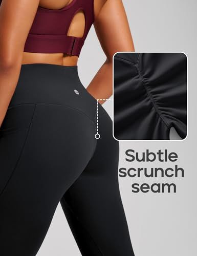 Women Compression Scrunch Butt Yoga Leggings with Pockets No Front Seam High Waist Tummy Control Gym Pants