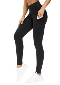 THE GYM PEOPLE Thick High Waist Yoga Leggings with Pockets Tummy Control Workout Running Pants for Women