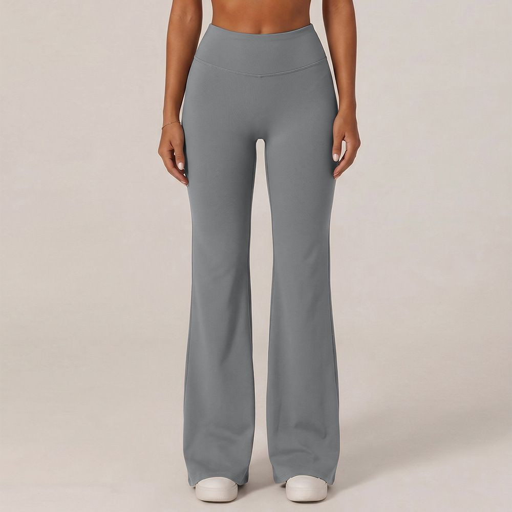 Women High Waist Flare Yoga Pants Soft Stretchy Breathable Slim Fit Workout Running Casual Daily Wear Trousers