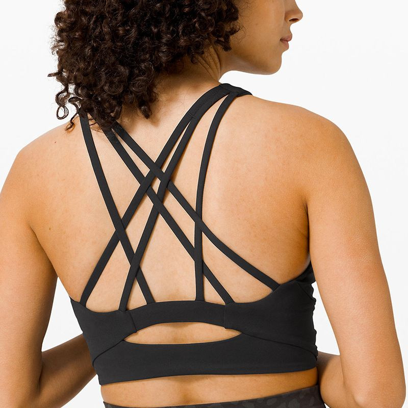 Criss Strappy Back Sports Bra Soft Breathable High Support Gym Running Yoga Workout Sports Bra