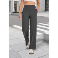 Women High Waist Wide Leg Pants with Side Pockets Soft Stretchy Breathable Casual Workout Daily Wear Trousers