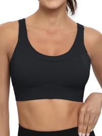 Women Mesh Racerback Sports Bra Back Cutout Adjustable Hook Medium High Support Yoga Running Fitness Bra