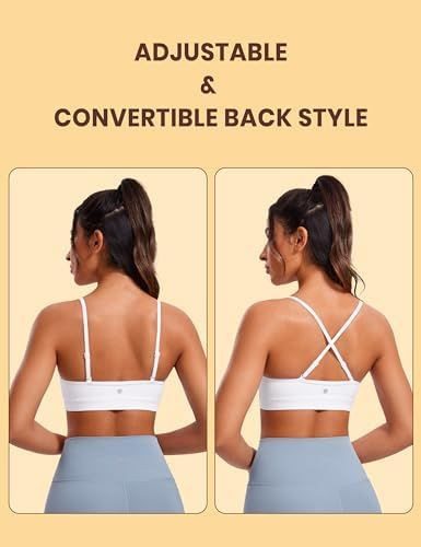 CRZ YOGA Butterluxe V-Neck Women Sports Bra - Adjustable Strap Padded Yoga Top