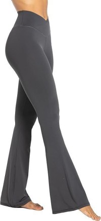 Women V-Cross High Waist Flare Yoga Pants Soft Stretchy Tummy Control Slim Fit Workout Casual Sports Trousers