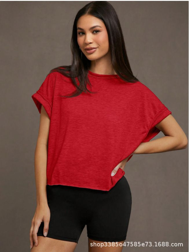 Women Heart Cutout Twist Back Yoga Short Sleeve Top, Loose Quick Dry Breathable Sports Cover Up Tee