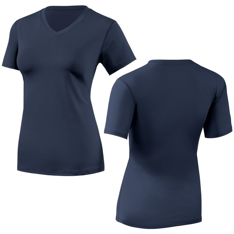 Women V-Neck Slim Fit Athletic T-Shirt, Quick Dry Breathable Stretch Sports Top for Yoga Gym Running Workout