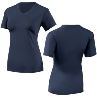 Women V-Neck Slim Fit Athletic T-Shirt, Quick Dry Breathable Stretch Sports Top for Yoga Gym Running Workout