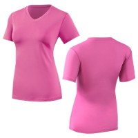 Women V-Neck Slim Fit Athletic T-Shirt, Quick Dry Breathable Stretch Sports Top for Yoga Gym Running Workout