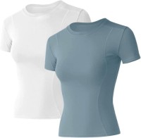 Loovoo Womens Fitness Shirts Compression Yoga Top Long Sleeve Workout Running Shirts