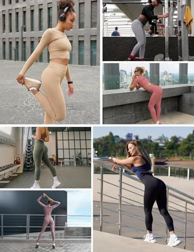 Women Compression Scrunch Butt Yoga Leggings with Pockets No Front Seam High Waist Tummy Control Gym Pants