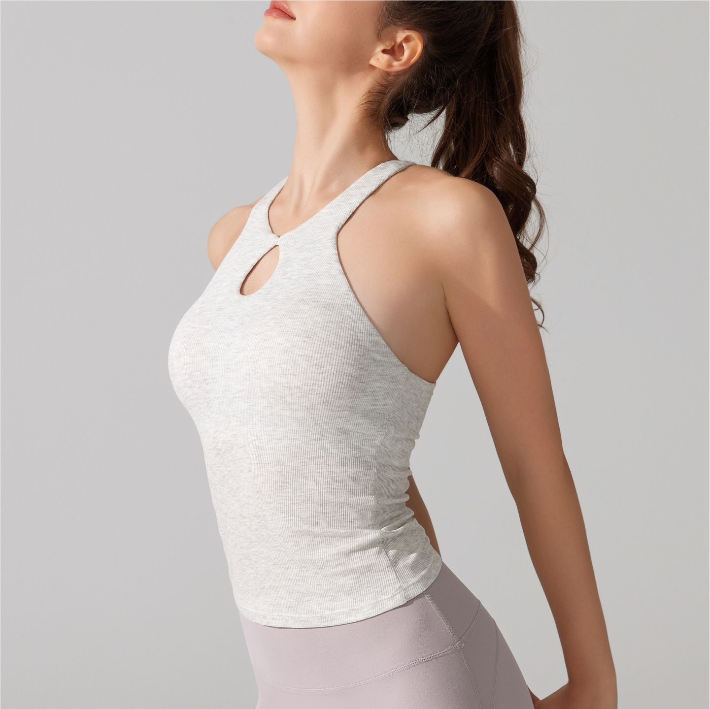 Women Stretch Slim Fit Athletic Tank Tops Racer Back Breathable Gym Yoga Shirts With Removable Chest Pads