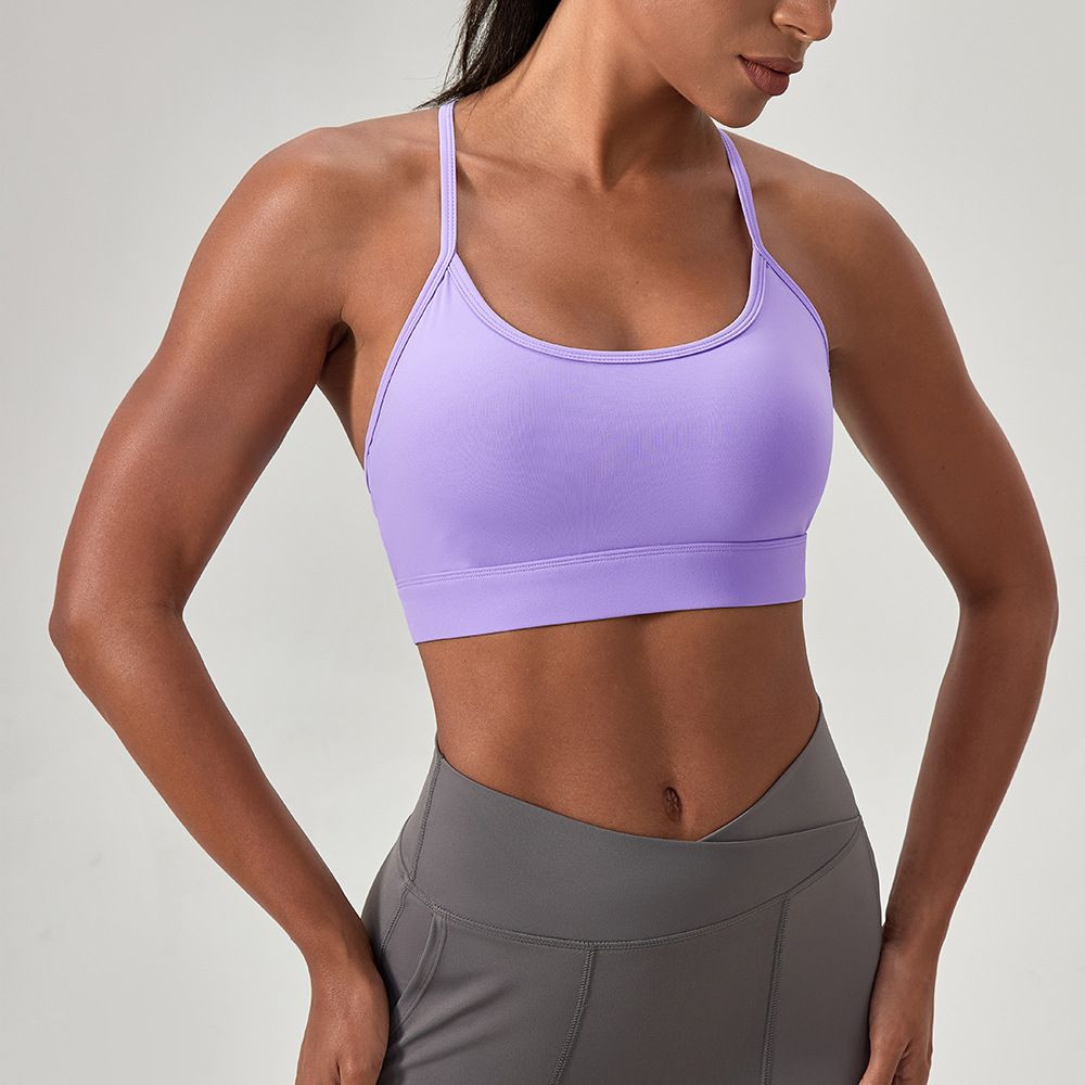 Women Thin Spaghetti Strap U Neck Sports Bra Soft High Stretch Breathable Gym Running Yoga Workout Sports Bra
