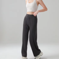 High Waist Loose Wide Leg Flare Yoga Pants with Pockets Tummy Control Shaping for Women