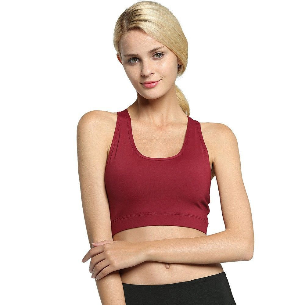 Women U Neck Racerback Sports Bra Breathable Medium Support Yoga Fitness Workout Bra