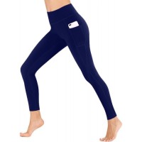 Women Heather High Waist Yoga Leggings with Side Phone Pockets Stretch Tummy Control Fitness Sports Pants