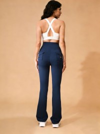 Women High Waist Flare Yoga Pants with Back Button Cargo Pockets Soft Stretch Workout Casual Sports Trousers